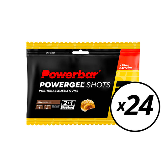 24 Pakjes POWERBAR POWERGEL Shots (60gr) Cola - Datum Courte