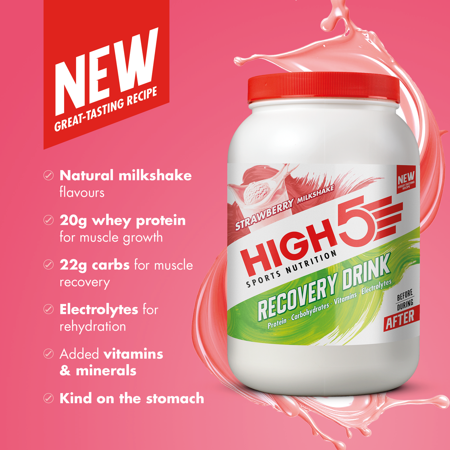 High5 RECOVERY DRINK (450g) Aardbei Milkshake