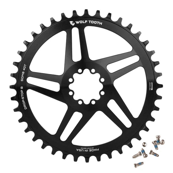 WOLF TOOTH DROP-STOP ST GRAVEL DM 8 Schroef Sram Zwart Mono Kettingblad