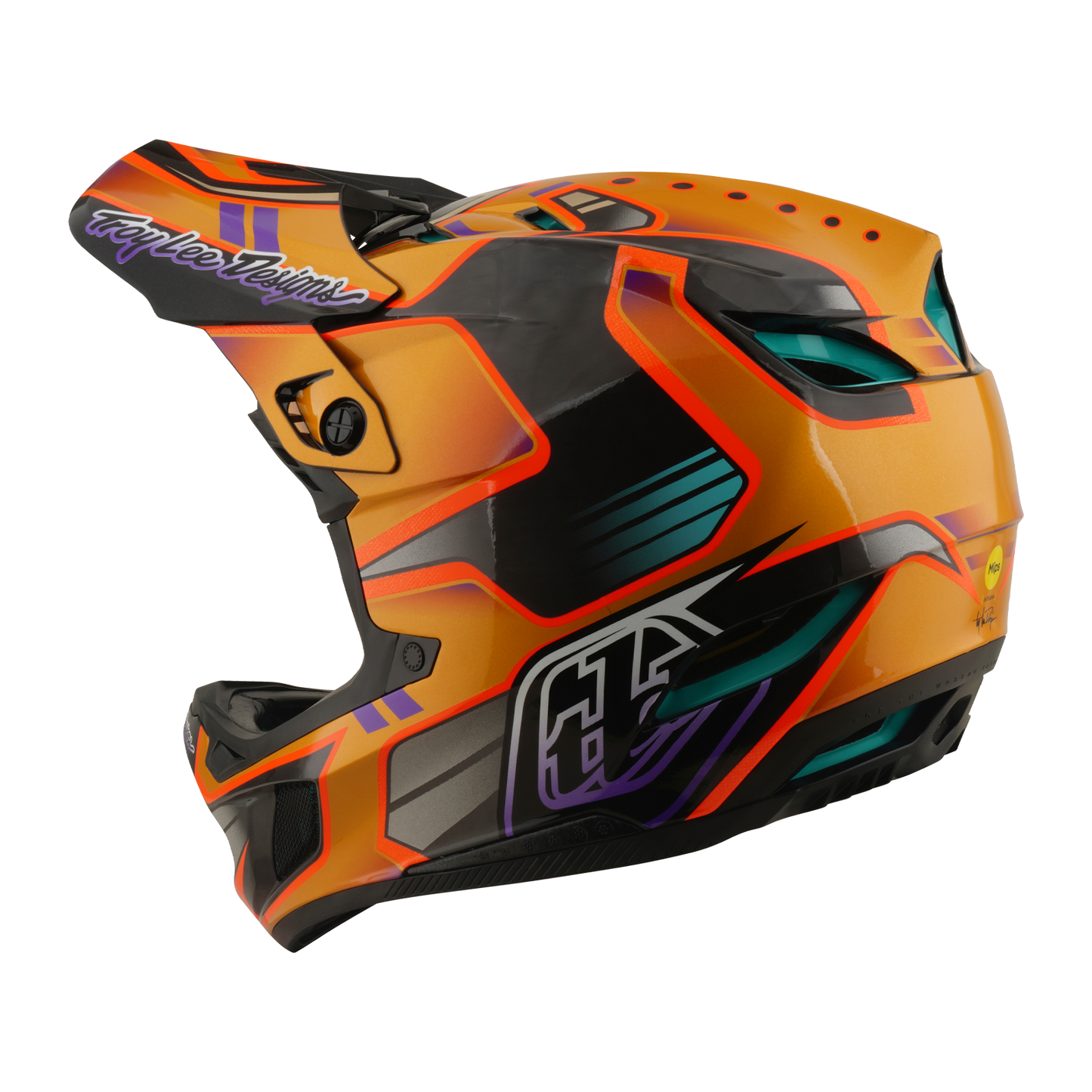 TROY LEE DESIGNS D4 CARBON MIPS Crest Gold MTB-helm