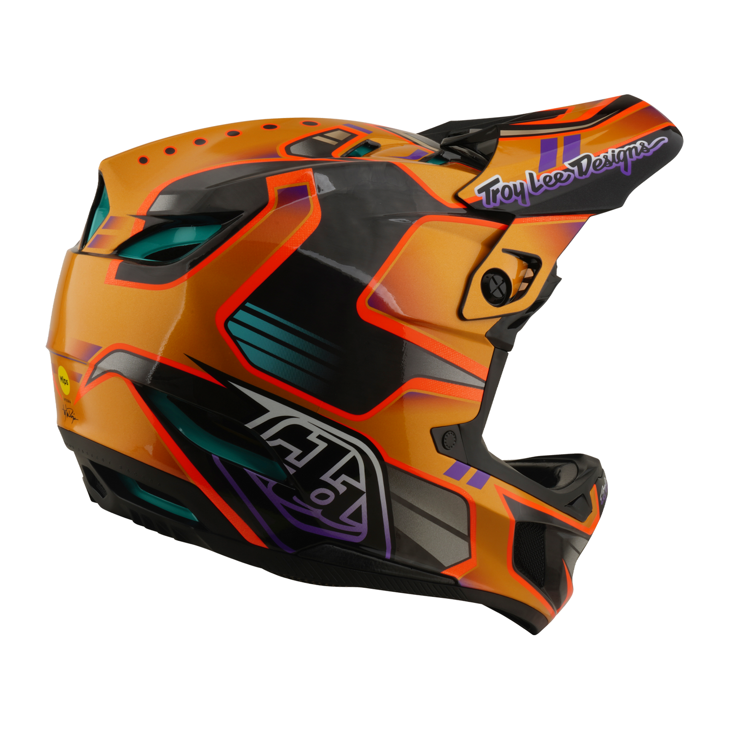 TROY LEE DESIGNS D4 CARBON MIPS Crest Gold MTB-helm