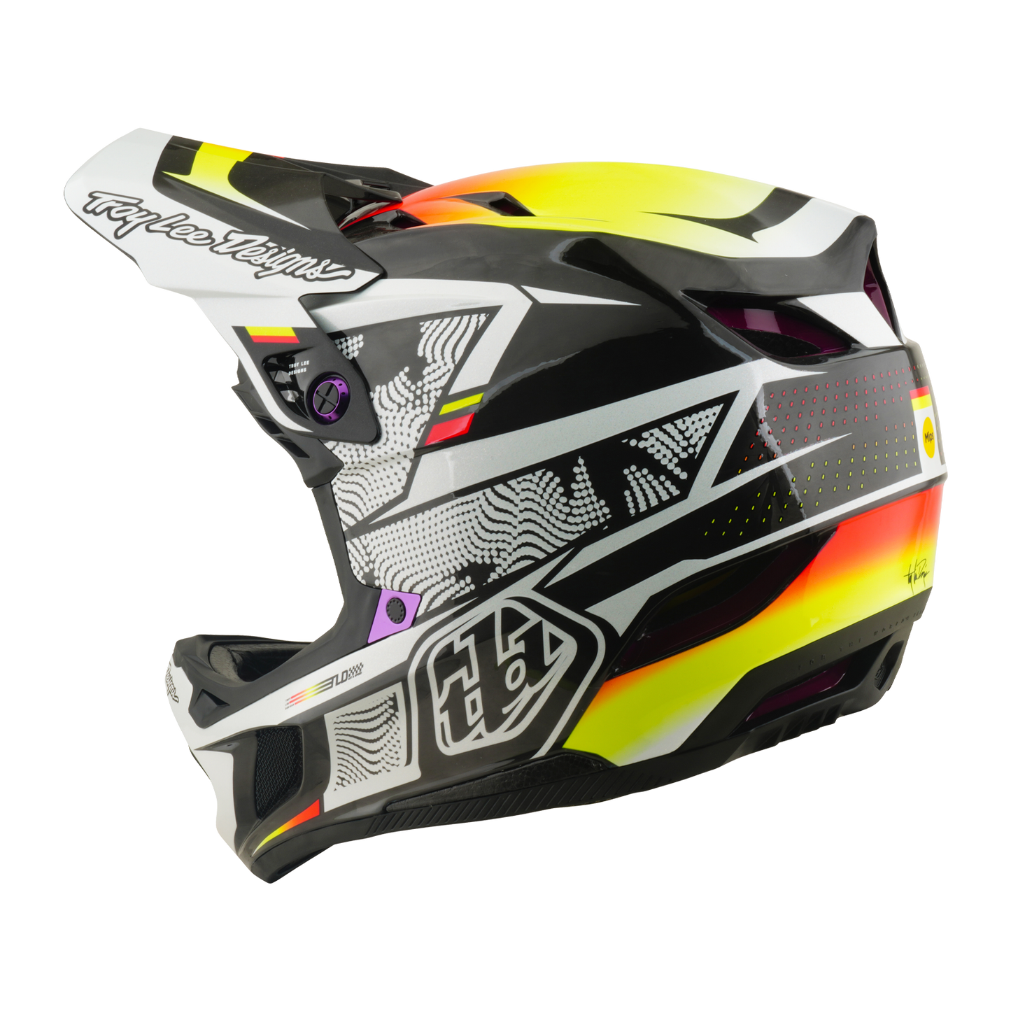 TROY LEE DESIGNS D4 CARBON MIPS Beklede MTB Helm Zwart/Geel