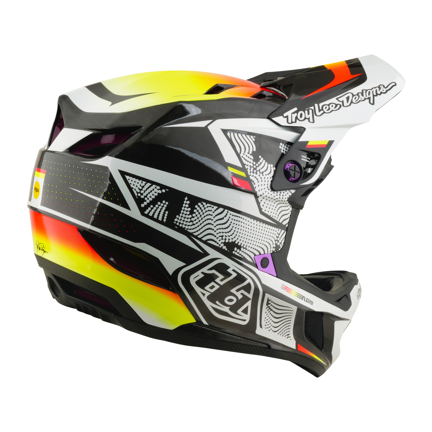 TROY LEE DESIGNS D4 CARBON MIPS Beklede MTB Helm Zwart/Geel