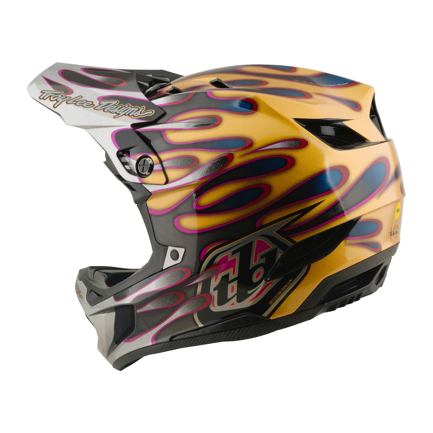 TROY LEE DESIGNS D4 CARBON MIPS Overspray Goud/Zwart MTB Helm