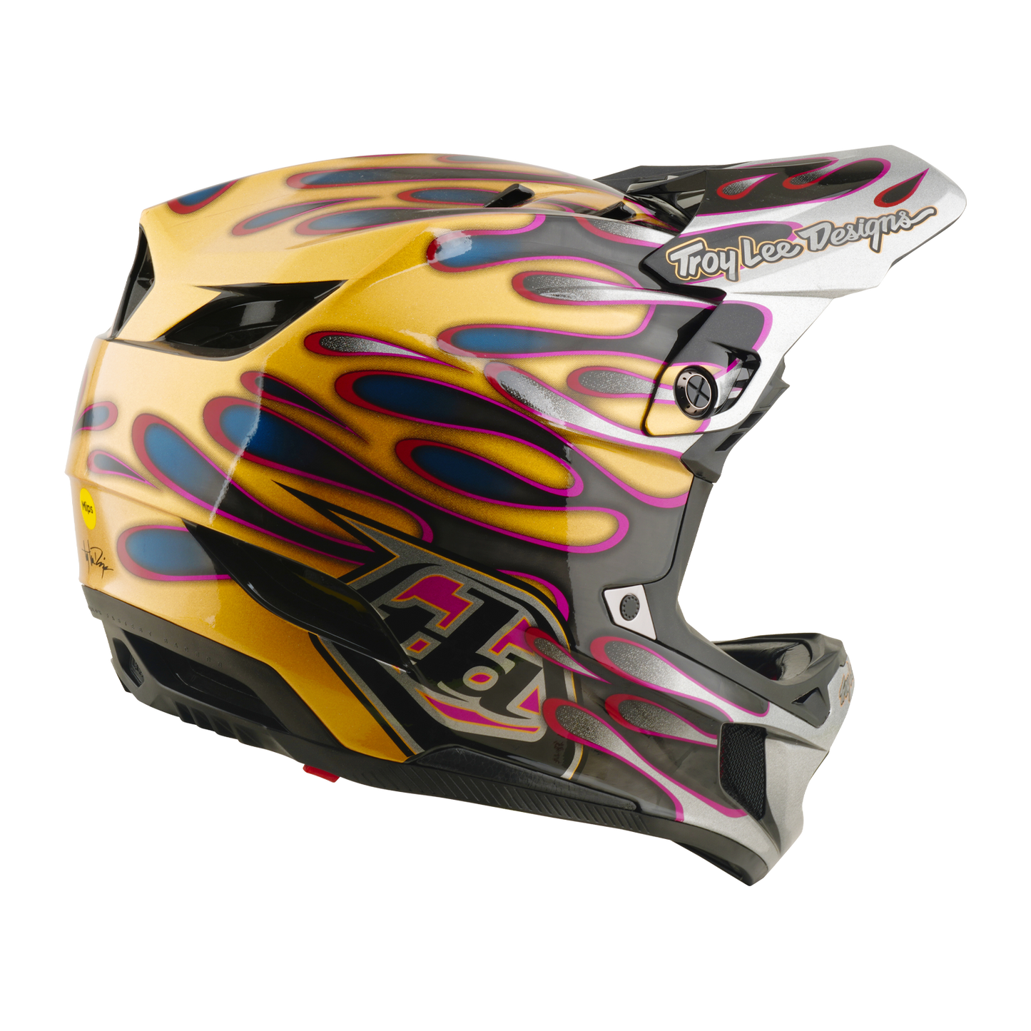 TROY LEE DESIGNS D4 CARBON MIPS Overspray Goud/Zwart MTB Helm