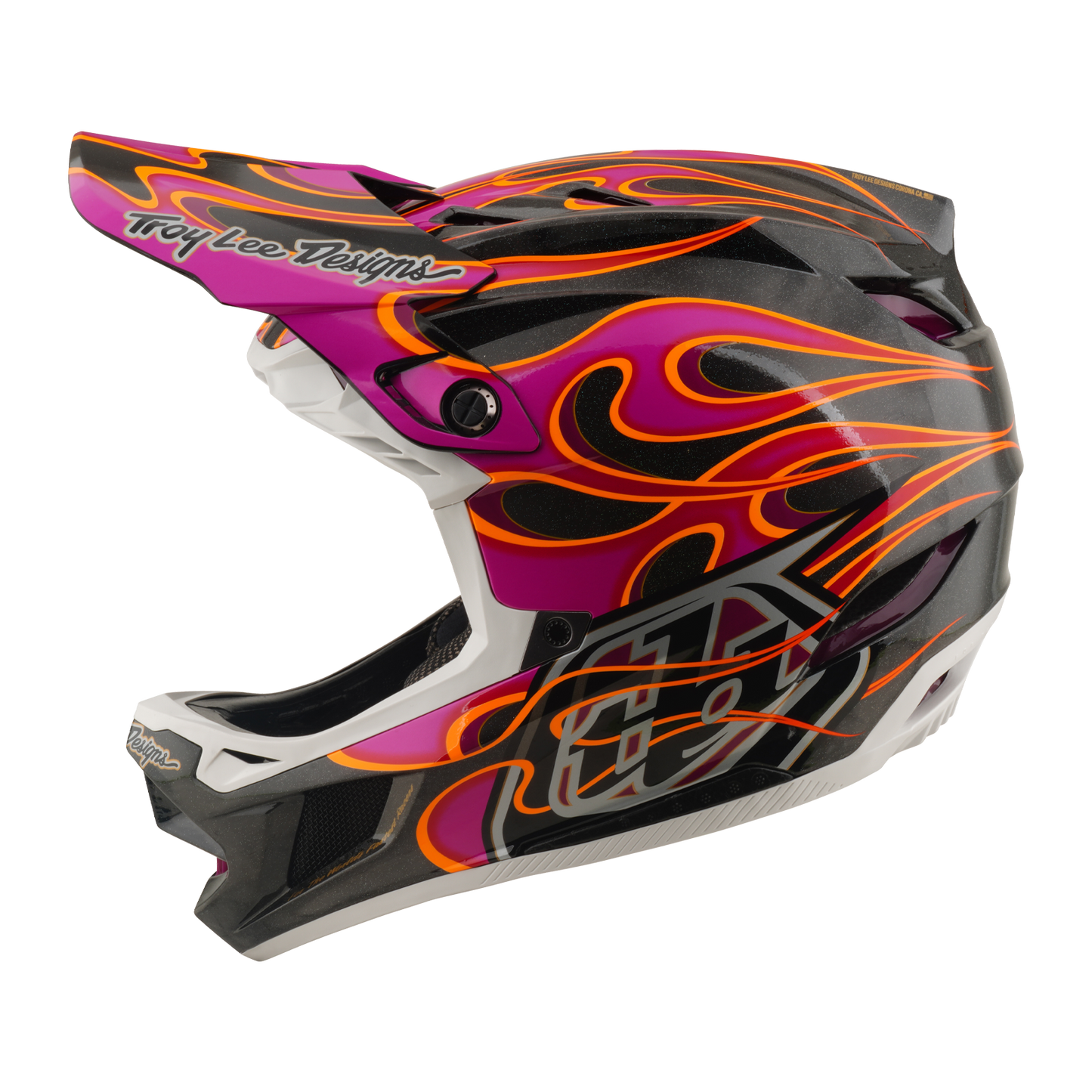 TROY LEE DESIGNS D4 CARBON MIPS Torched Carbon/Magenta MTB Helm