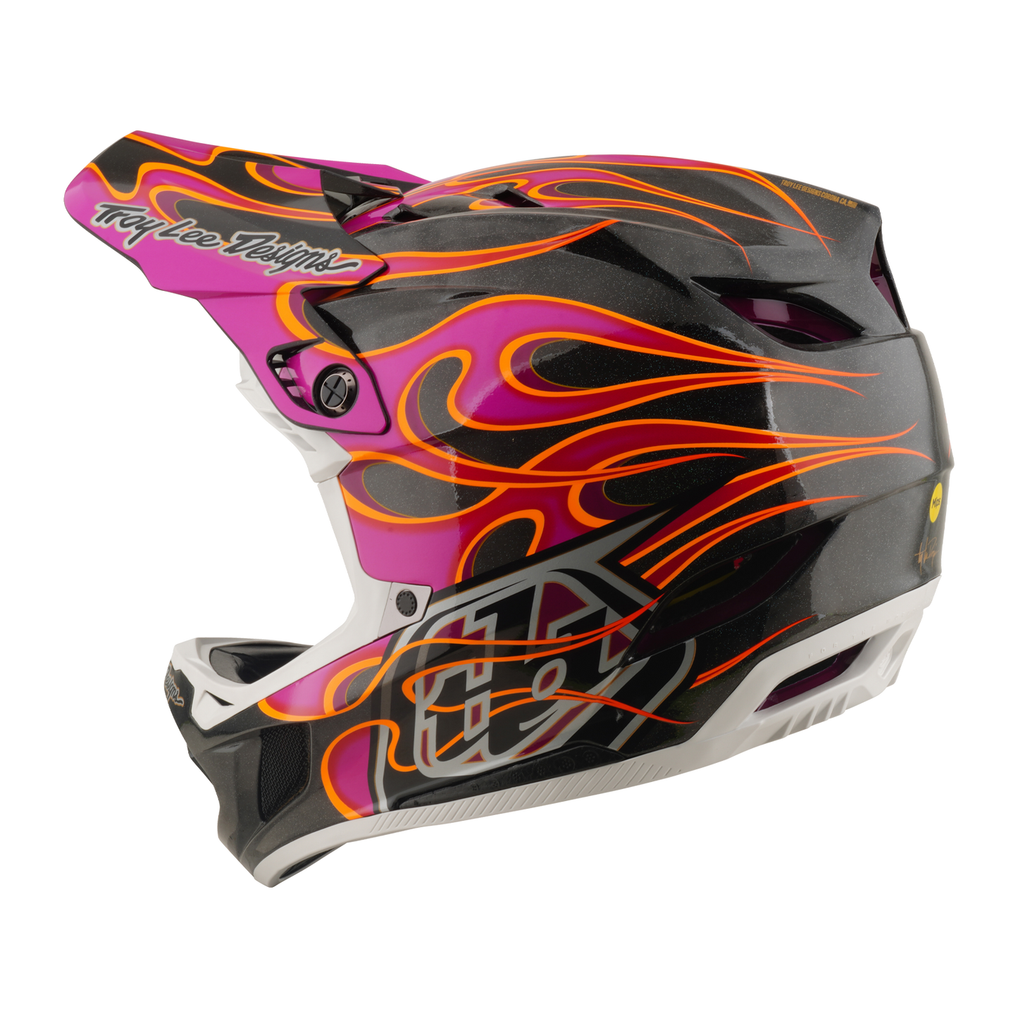TROY LEE DESIGNS D4 CARBON MIPS Torched Carbon/Magenta MTB Helm