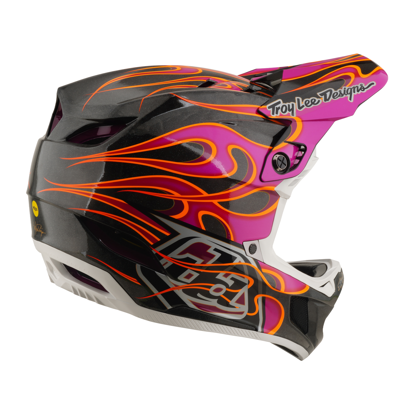 TROY LEE DESIGNS D4 CARBON MIPS Torched Carbon/Magenta MTB Helm