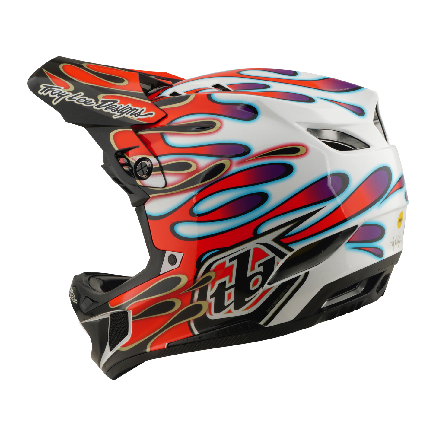 TROY LEE DESIGNS D4 COMPOSITE MIPS OVERSPRAY MTB Helm Wit/Rood