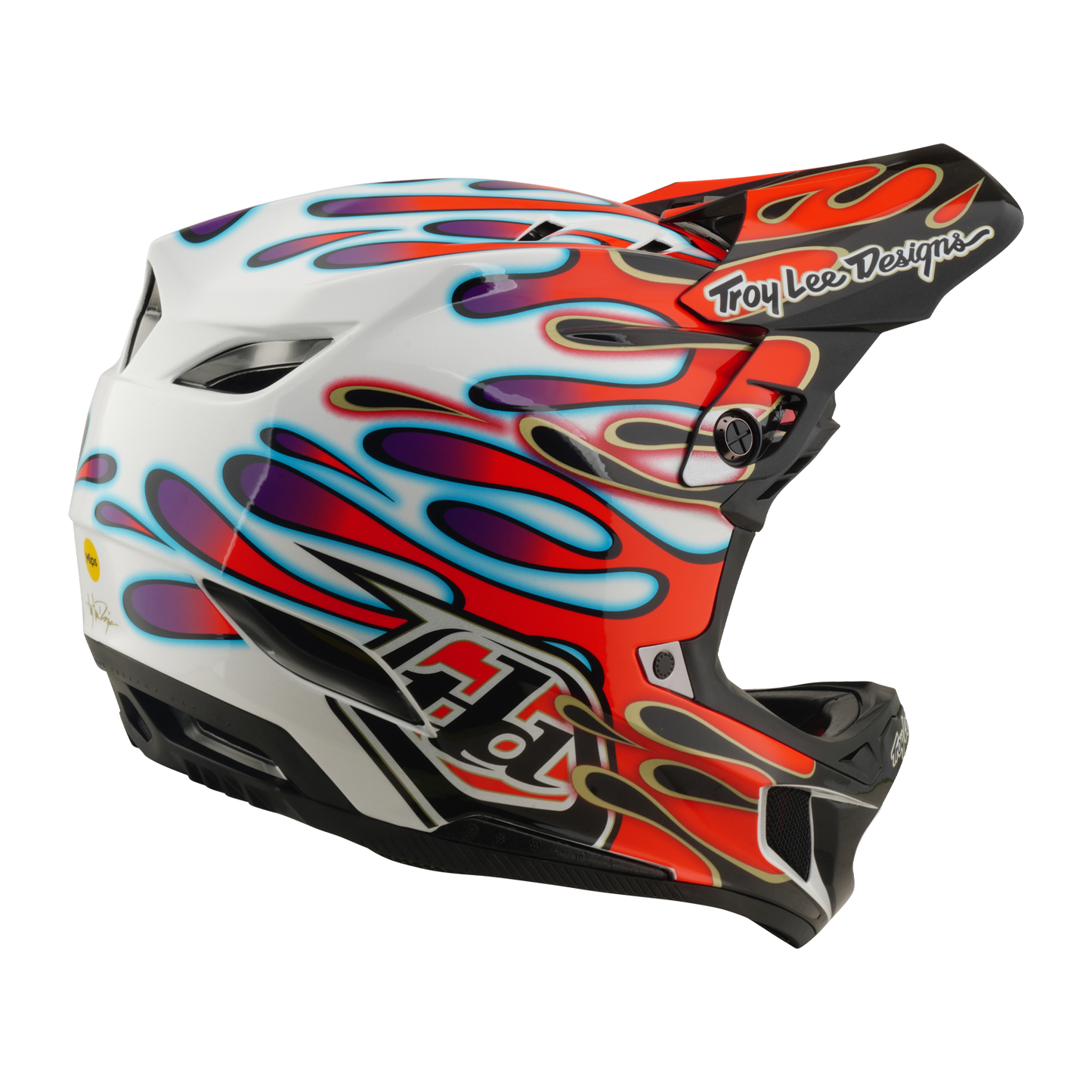 TROY LEE DESIGNS D4 COMPOSITE MIPS OVERSPRAY MTB Helm Wit/Rood