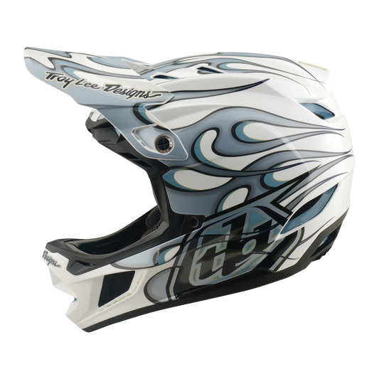 TROY LEE DESIGNS D4 COMPOSITE MIPS TORCHED MTB Helm Wit/Zilver