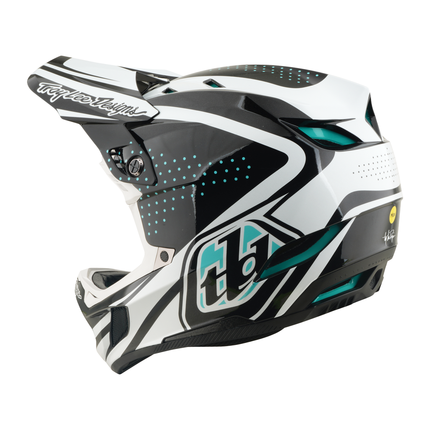 TROY LEE DESIGNS D4 POLYACRYLITE MIPS DE LIJN Houtskool/Wit MTB Helm