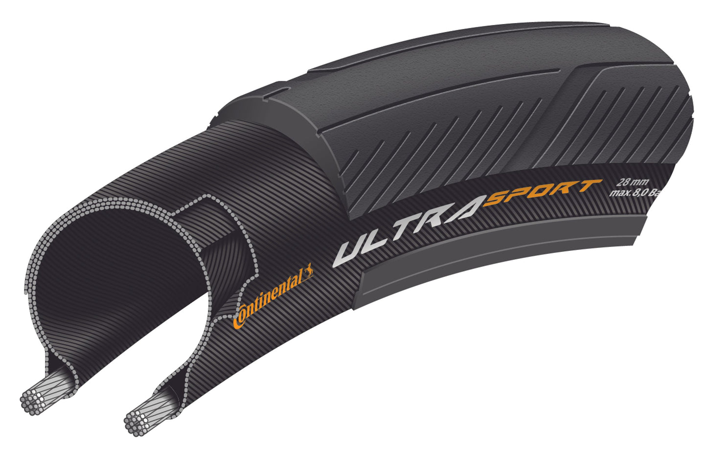 CONTINENTAL ULTRA SPORT III 700x23c TubeType Zwart band