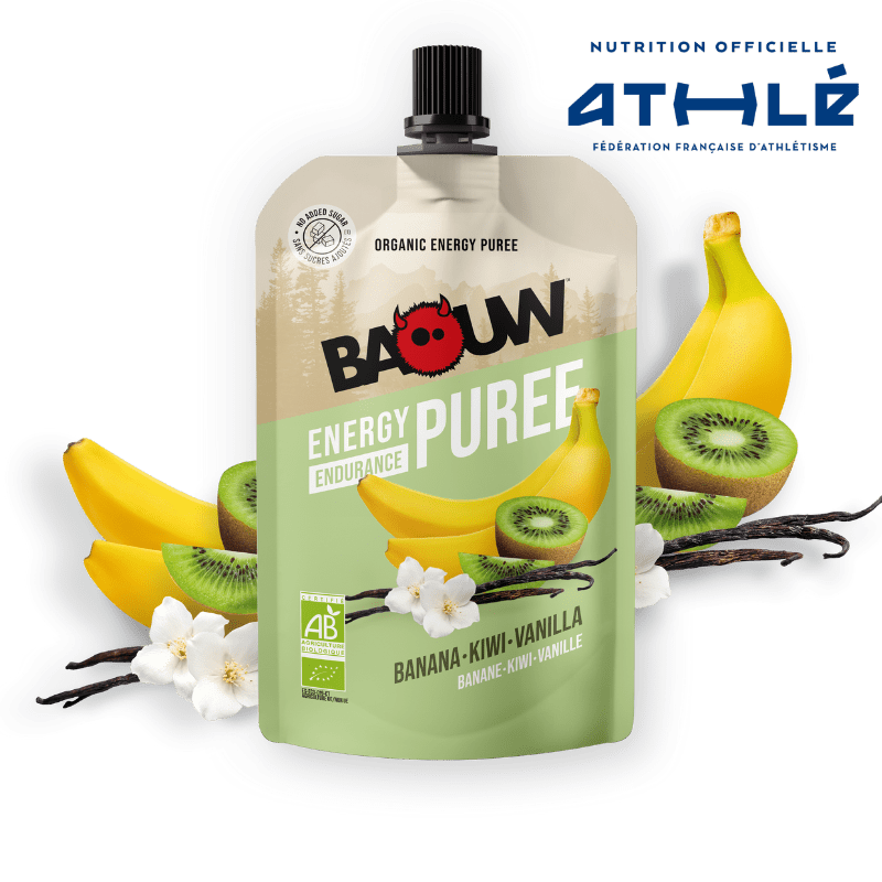 BAOUW Biologisch Recept Fruit Energie Puree Banaan/Kiwi/Vanille (90g)
