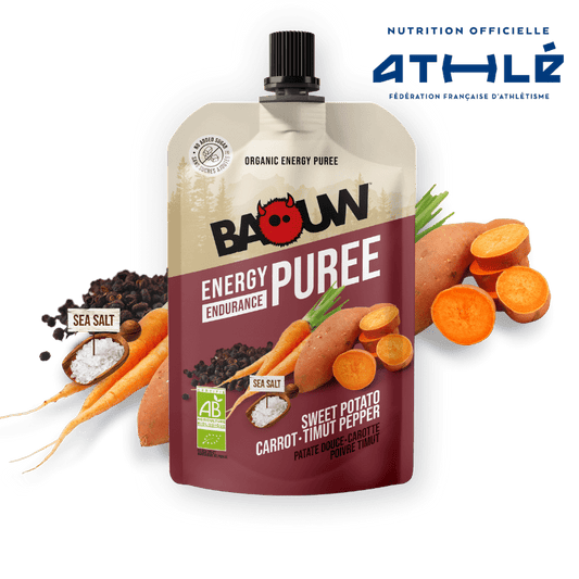 BAOUW Biologische Energiepuree Hartig Recept Zoete Aardappel/Ren/Paprika (90g)