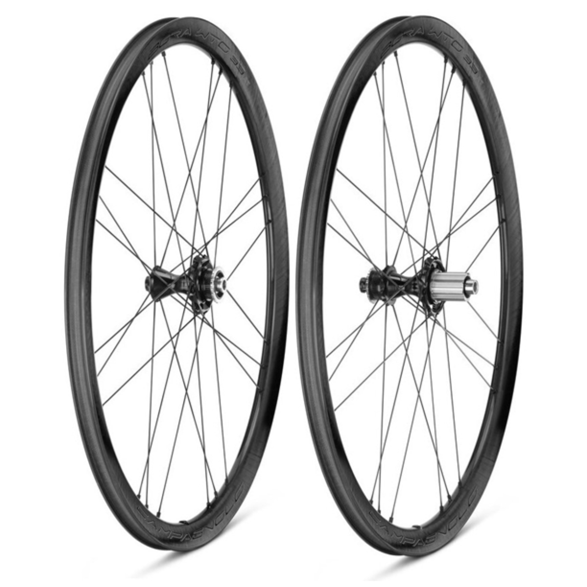 Paar CAMPAGNOLO BORA WTO 33 DISC wielen met banden (Center Lock)