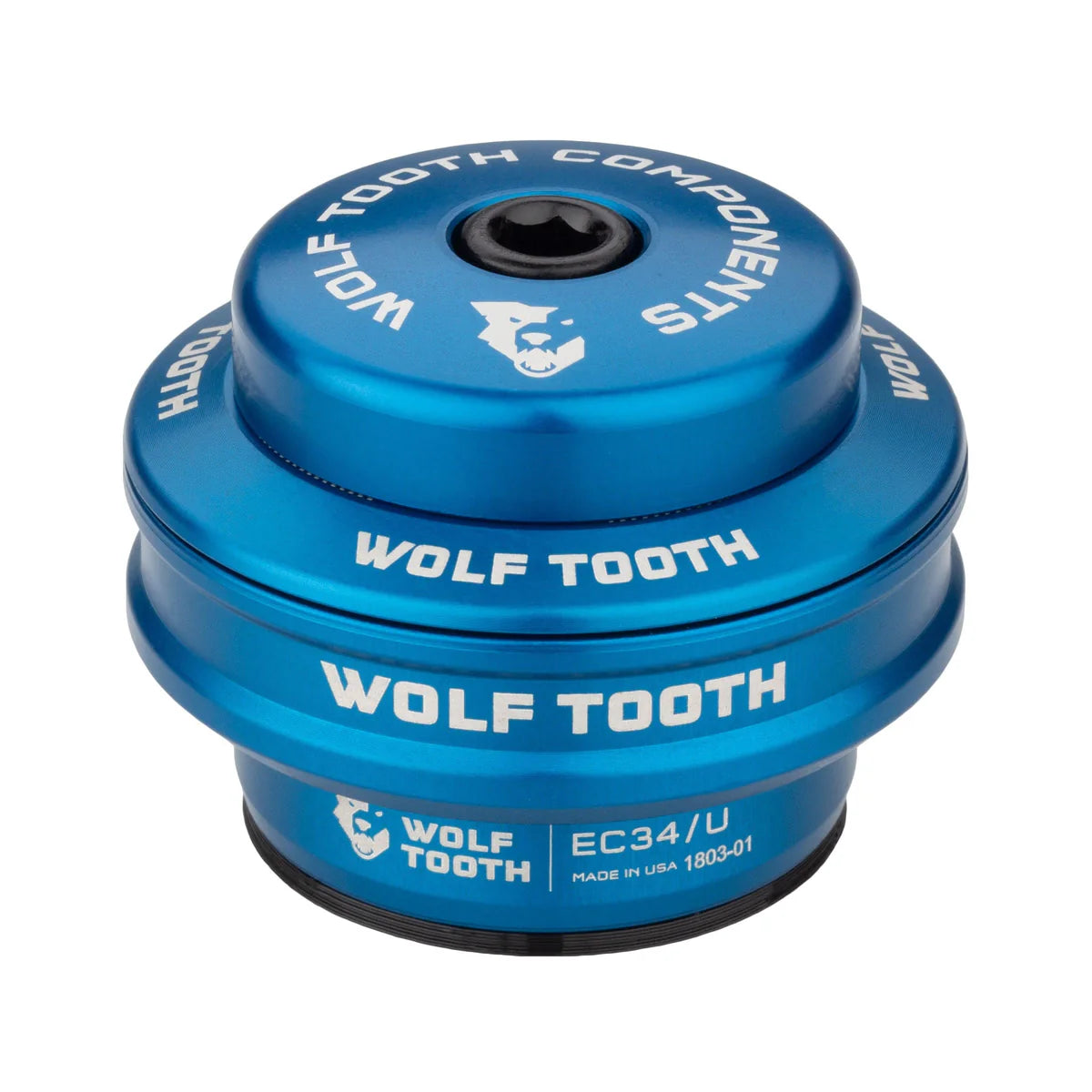 Bovenste Kop voor Extern Stuurlager WOLF TOOTH PREMIUM 1"1/8 EC34 Stack 16 mm Blauw