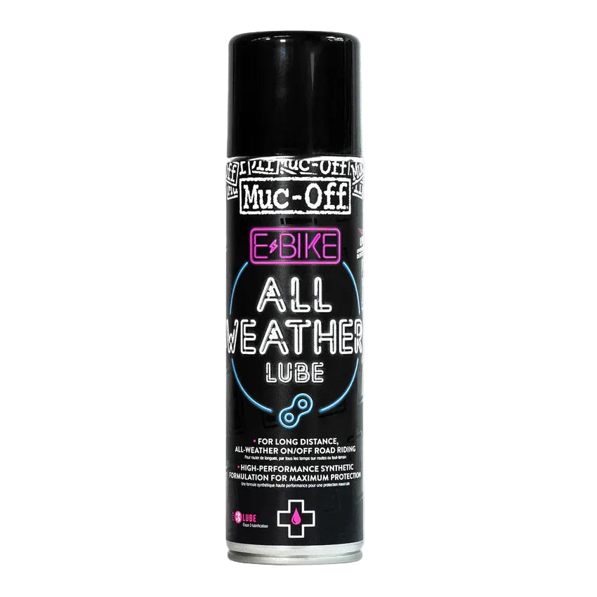 MUC-OFF ALL WEATHER LUBE E-BIKE Kettingsmeermiddel voor alle omstandigheden (250 ml)