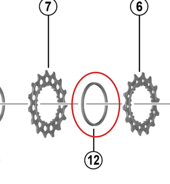 12V SHIMANO cassettespacer voor Dura Ace 9200 1.9mm