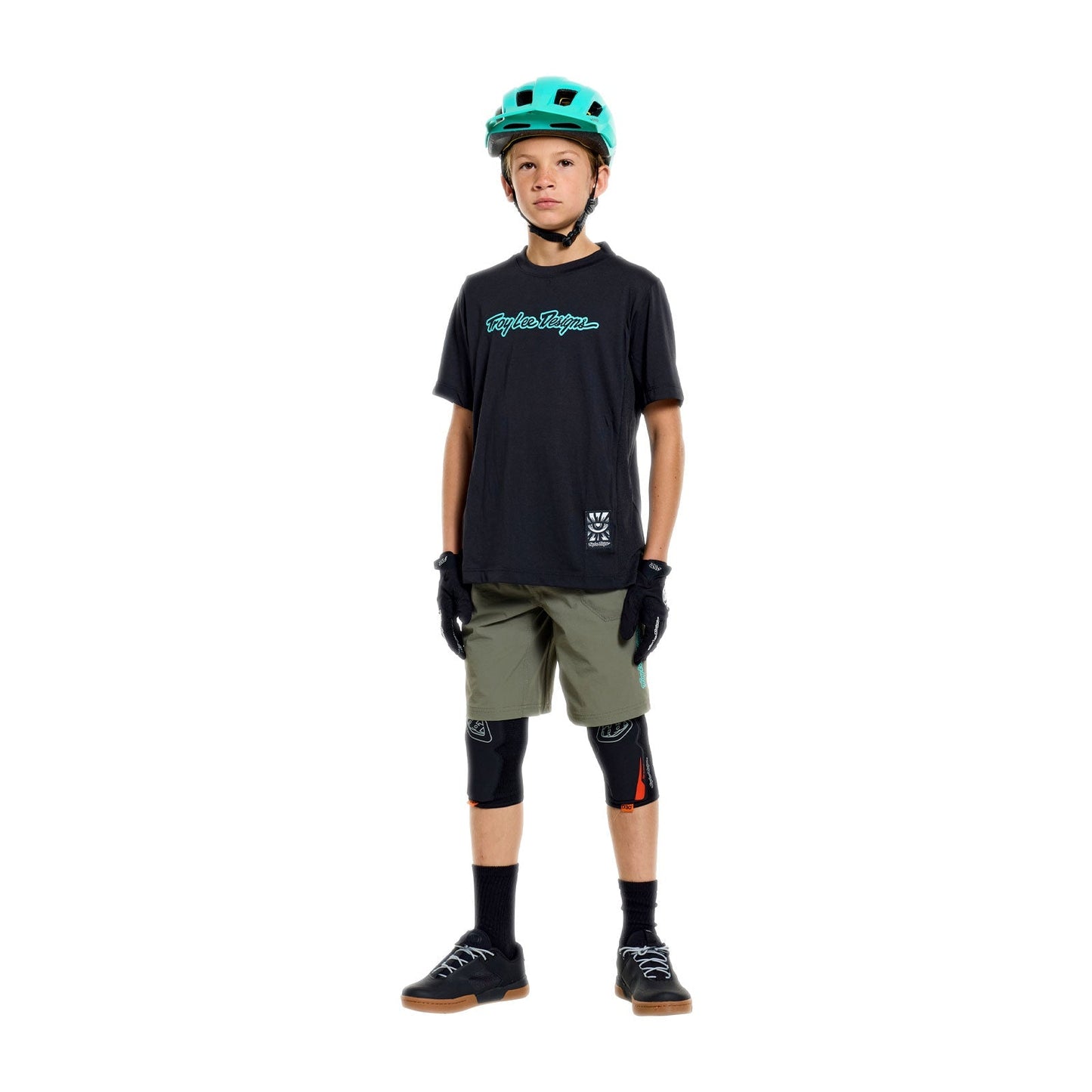 TROY LEE DESIGNS SKYLINE RIDE SIGNATURE Junior Trui met korte mouwen Zwart/Turkoois