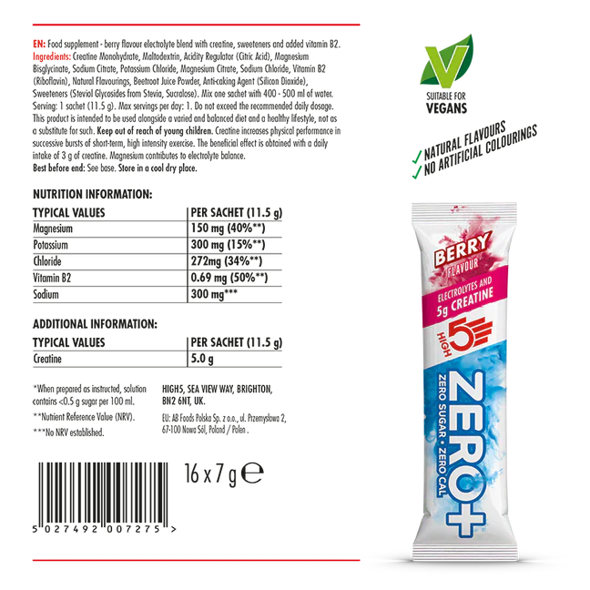 HIGH 5 ZERO+ Creatine HYDRATING STICK (11,5g) Rode vruchten