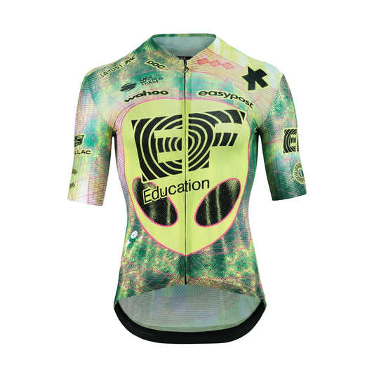 Wielershirt ASSOS EQUIPE RS S11 EDUCATION FIRST CLOSE ENCOUNTER Korte Mouwen Groen/Geel