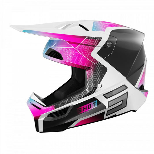 BMX-helm SHOT RACE Phaser Zwart Blauw Roze Parelmoer