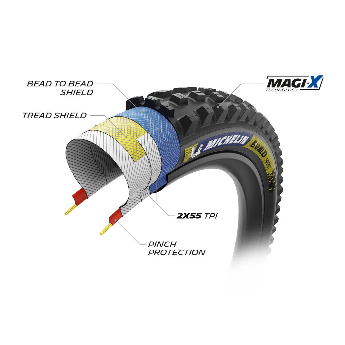 MICHELIN E-WILD FRONT RACING LINE E-BIKE READY 29x2.60 Tubeless Ready band