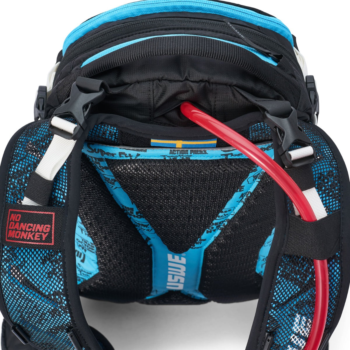 USWE FLOW 16 L rugzak met geïntegreerde schouderriem Zwart/Blauw