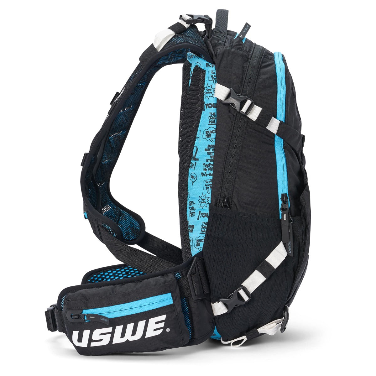 USWE FLOW 16 L rugzak met geïntegreerde schouderriem Zwart/Blauw