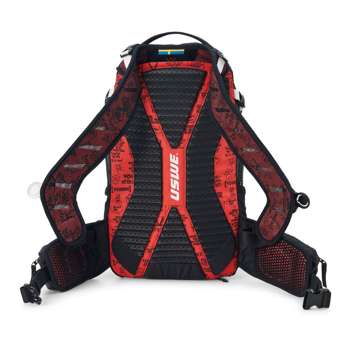 USWE FLOW 16 L rugzak met geïntegreerde rugbescherming Zwart/Rood