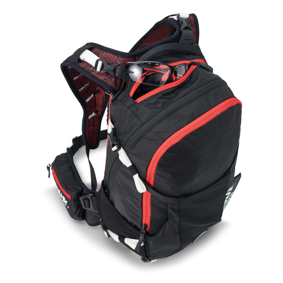 USWE FLOW 16 L rugzak met geïntegreerde rugbescherming Zwart/Rood