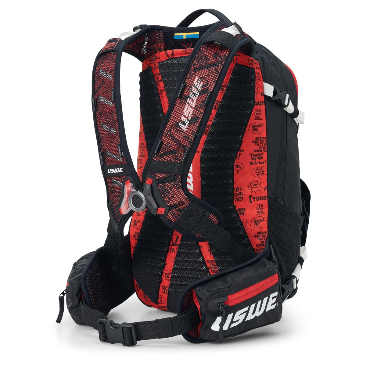 USWE FLOW 16 L rugzak met geïntegreerde rugbescherming Zwart/Rood