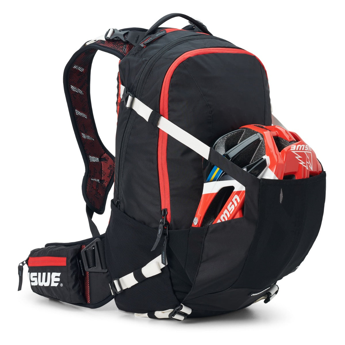 USWE FLOW 16 L rugzak met geïntegreerde rugbescherming Zwart/Rood