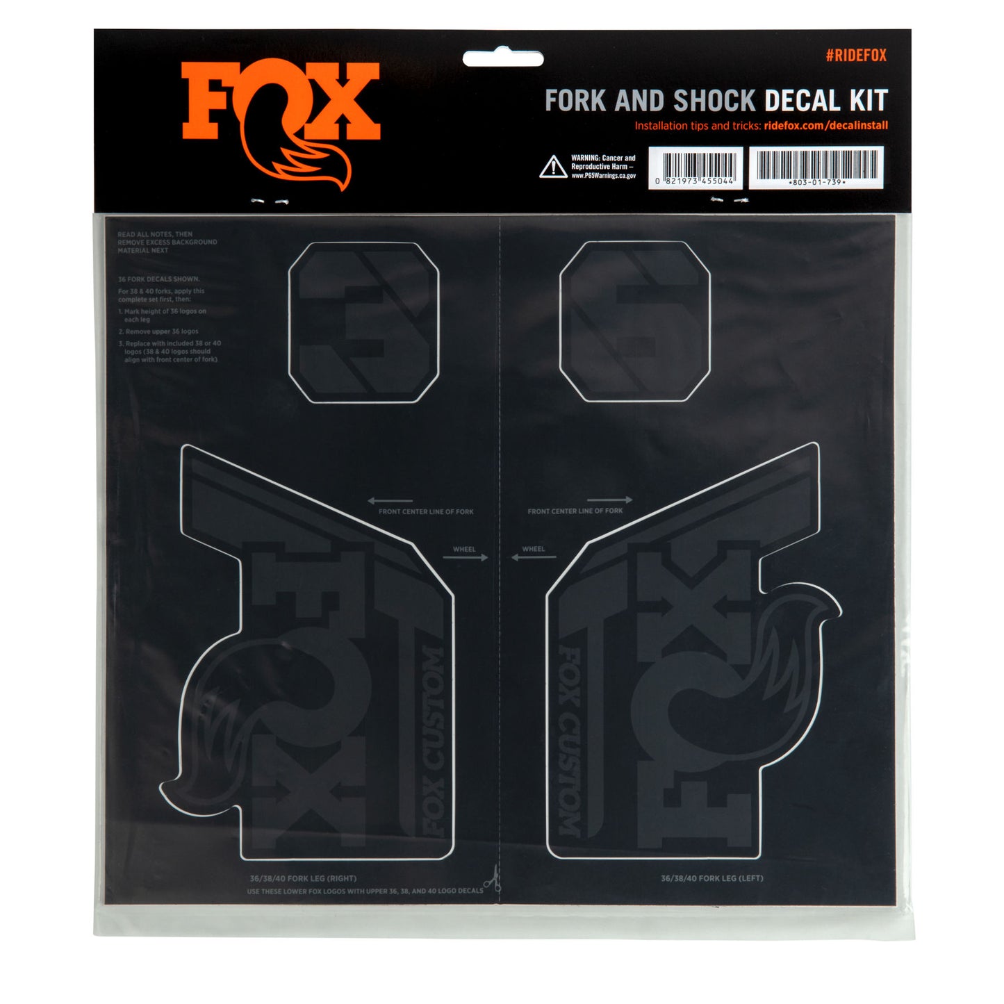 FOX vork- en schokdemperstickerset zwart