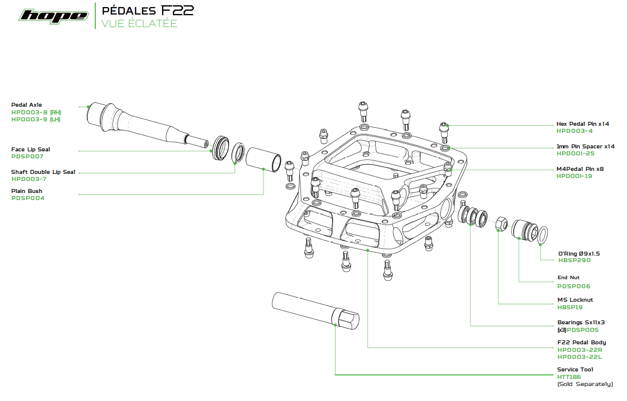 HOPE F22 Silver vlakke pedalen