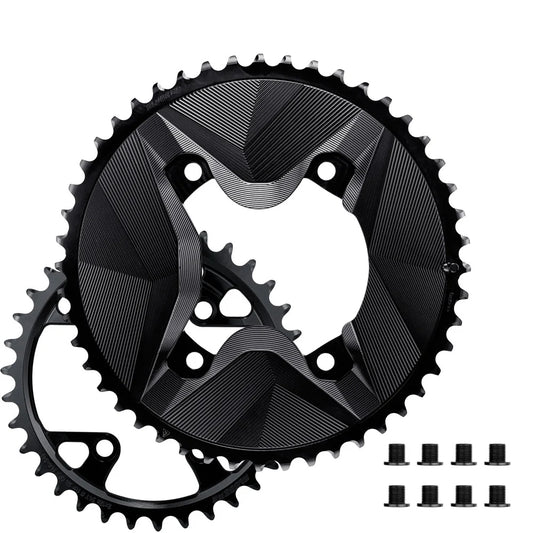 Paar Kettingbladen 12V ALUGEAR AERO 110 BCD voor Shimano GRX Zwart