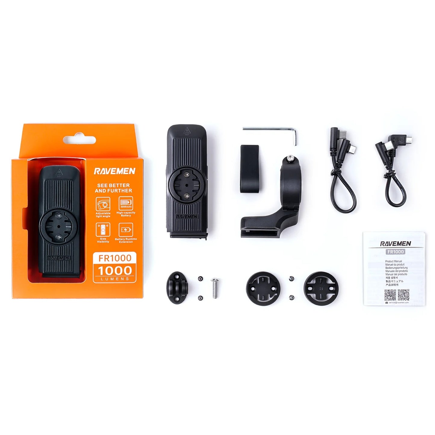 RAVEMEN FR 1000 koplamp - Garmin/Wahoo/Bryton