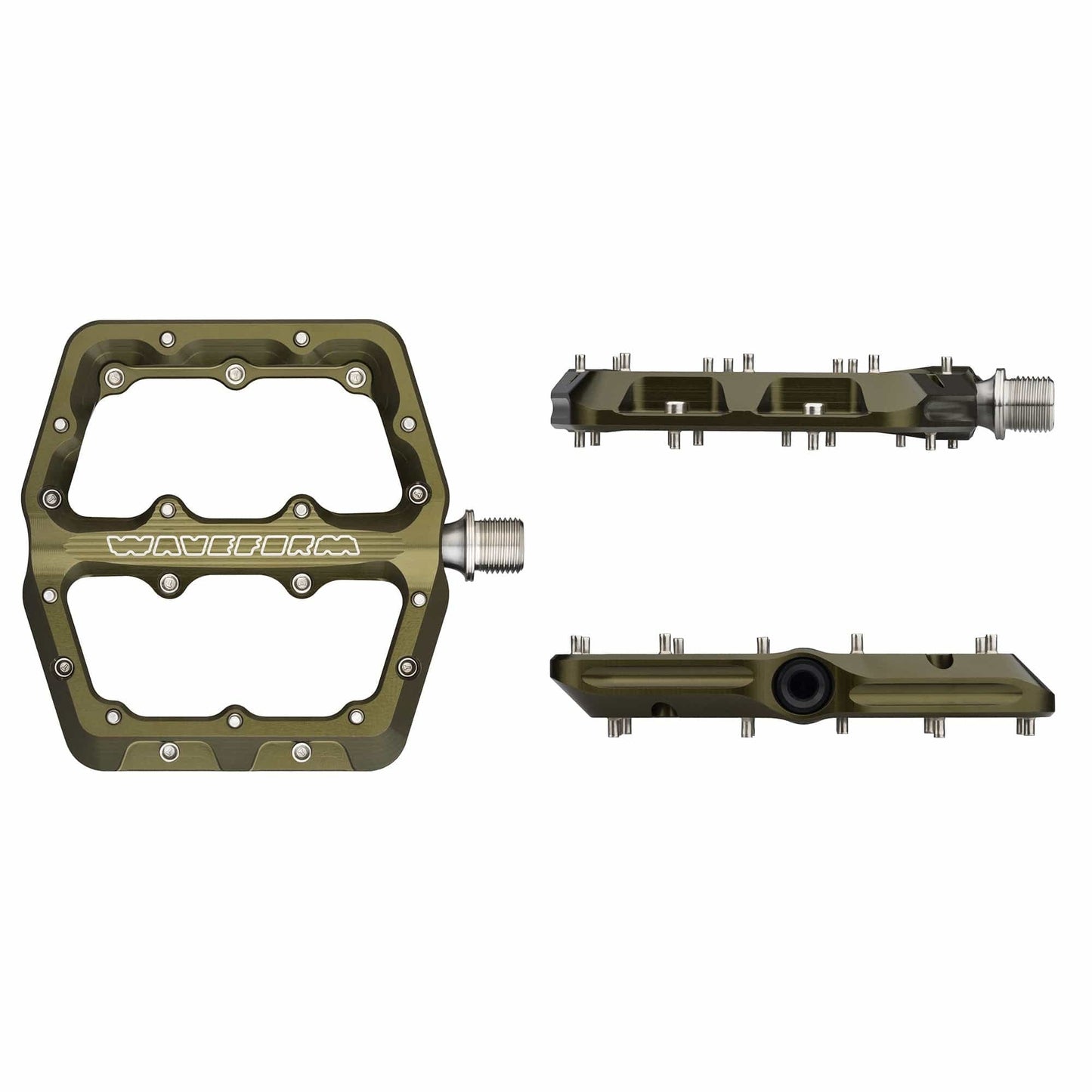 WOLF TOOTH WAVEFORM platte pedalen, Large, olijfgroen