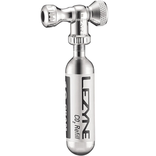 LEZYNE CONTROL DRIVE CO₂-patroonhouder + CO₂-patroon met schroefdraad 16 g (x1) Zilver