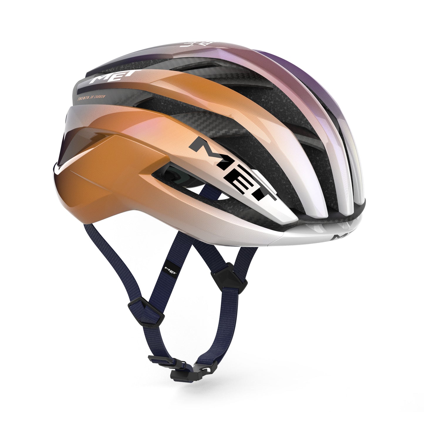 MET TRENTA 3K CARBON UAE TEAM ADQ 2026 Violet/Oranje Helm