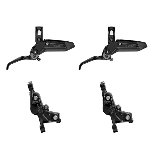 Paar SRAM LEVEL SILVER STEALTH 4-zuigerremmen Zwart
