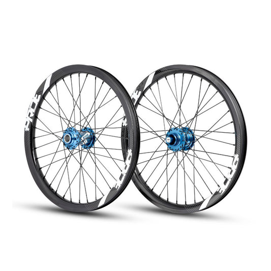 Wielpaar PRIDE 20" (406mm) Carbon Gravity Gloss Disc / Pride Control Assen 20/10mm Blauw