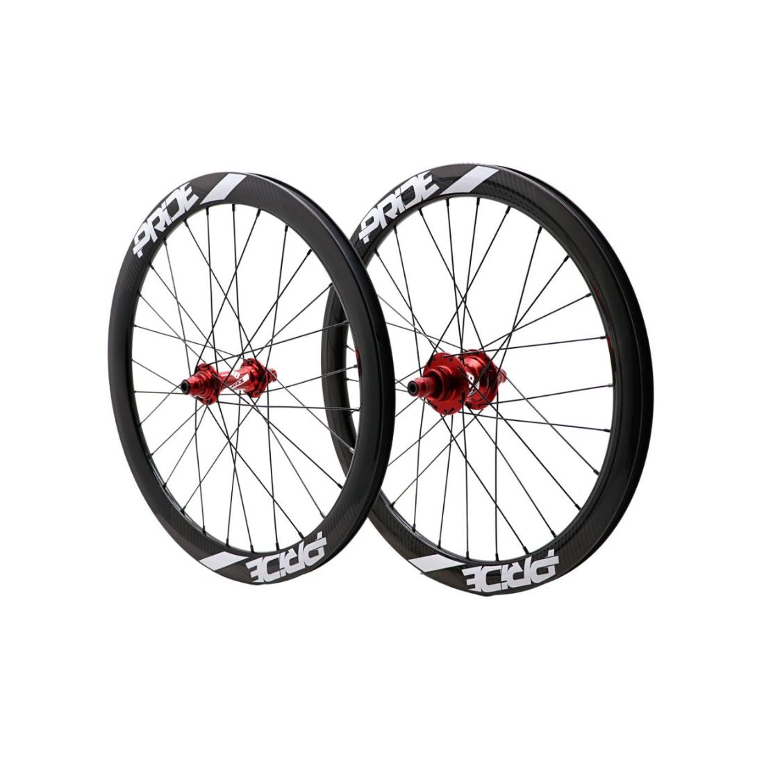 Wielpaar PRIDE 20" (451mm) Carbon Gravity Gloss Disc Pride Control V1 Assen 10/10mm Rood