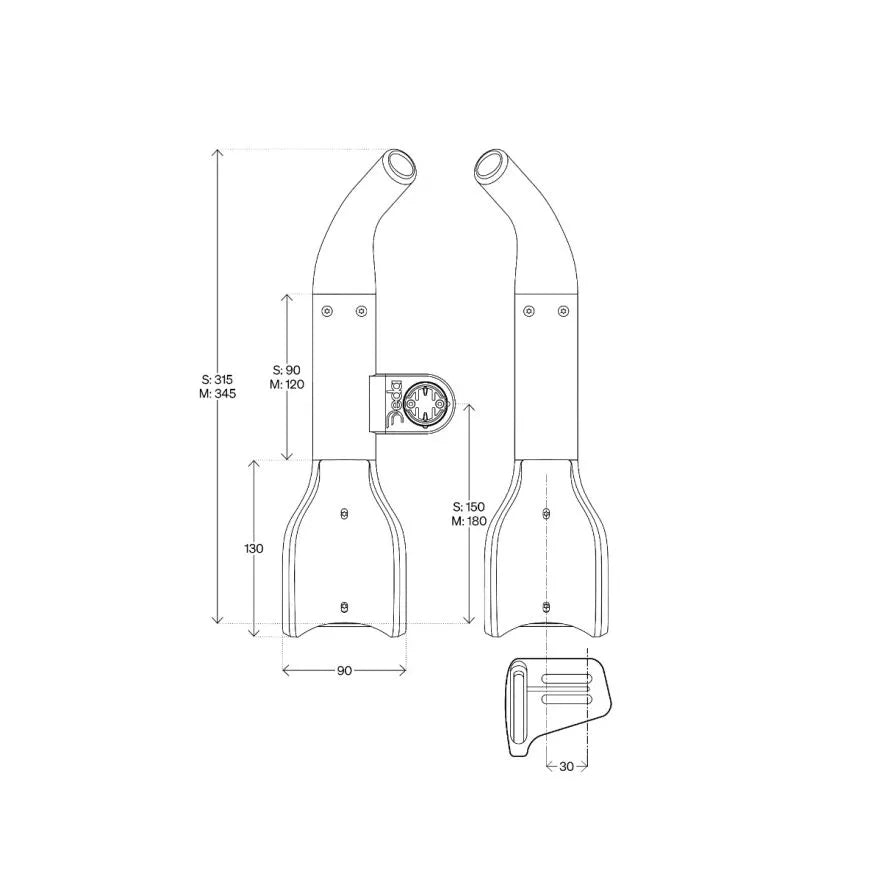 DEDA JET2 HYDRO Alu 315mm Stuurverlengers Maat S voor Shimano Blips