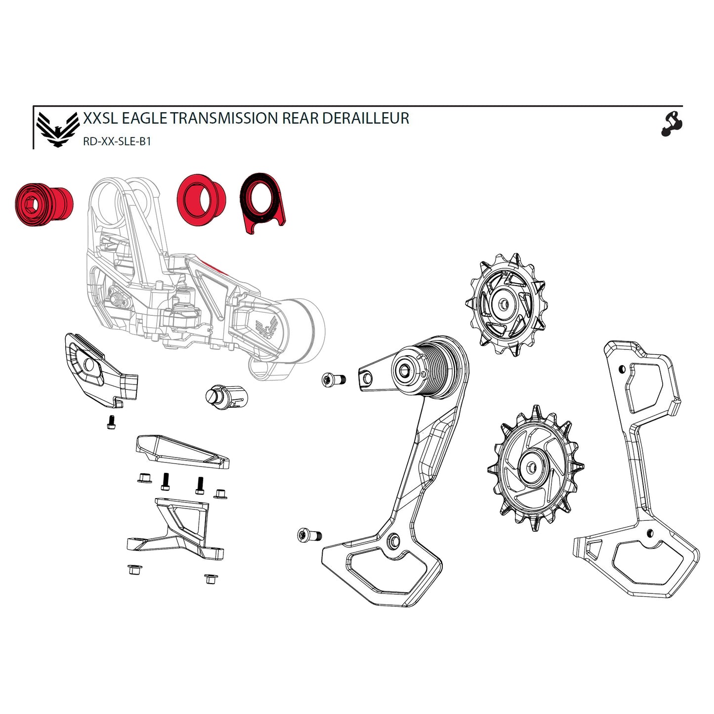 Bevestigingsschroeven-set voor SRAM XX-SL T-TYPE EAGLE AXS-derailleur