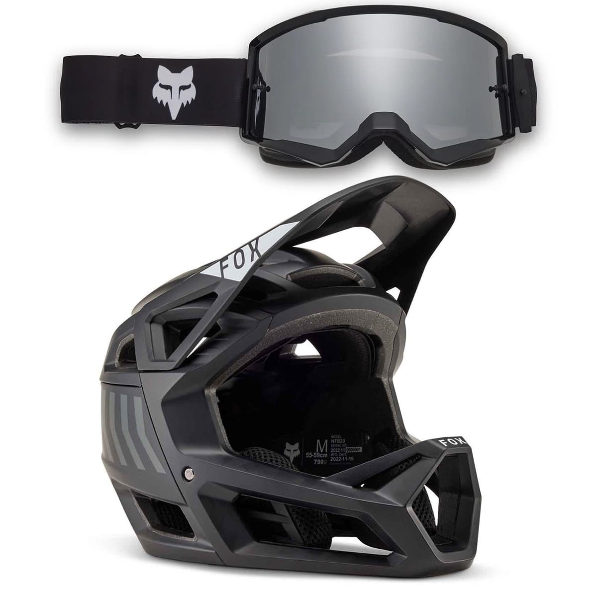 FOX Combo: PROFRAME NACE MTB Helm Zwart + FOX MAIN CORE SPARK Masker Zwart