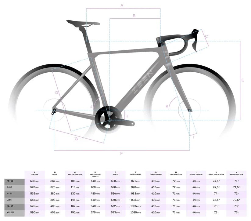 ZEEN SUPERLITE-frame + ZEEN ROAD-stuur COMBO-set